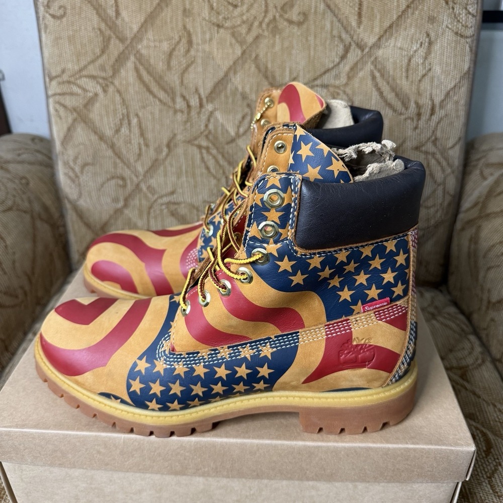Supreme Timberland 6" Stars And Stripes American FlagPremium Waterproof Boot 9.5
